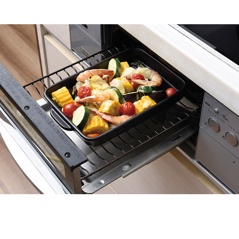 グリラー 溝あり 耐熱皿 調理プレート グリル皿 蓋付 幅26cm 陶器 直火