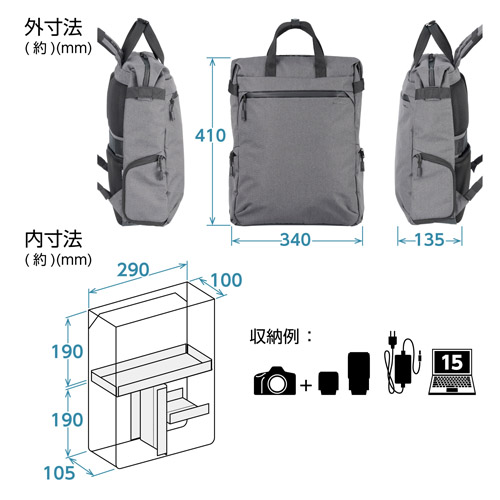 【アウトレット 訳あり特価】プラスシェル シティ トートバックパック11 G05 グレー SP-CT05TTBP11GY 4977187208979_13