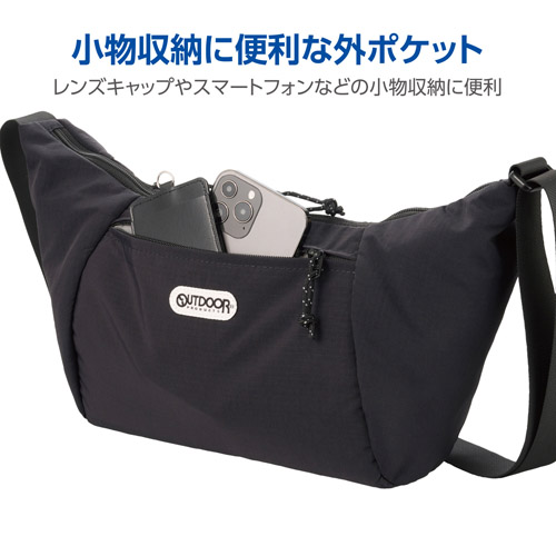 【アウトレット 訳あり特価】OUTDOOR PRODUCTS カメラショルダーバッグ 06 ブラック ODCSB06BK 4977187209136 関連画像4