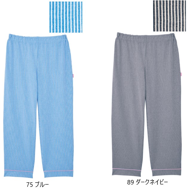 CV051 トンボ キラク 患者衣 ストレートパンツ [10枚セット] やわら着ニット パジャマ ズボン ウエストゴム ひも無し 工業洗濯 防縮 吸汗 速乾 軽量 ストレッチの画像