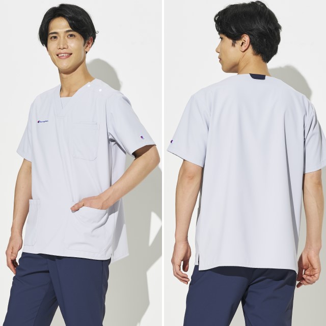 HS8121 Champion チャンピオン スクラブ メディカルウェア 男女兼用 プルオーバー 制菌加工 静電気帯電防止 ストレッチ 吸水加工 速乾性 接触冷感性 工業洗濯可 関連画像2