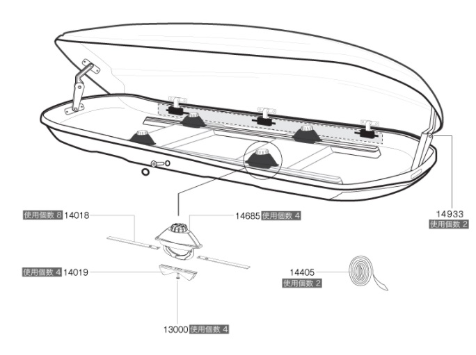 TH1500014933 THULE スペアパーツ デュアルフォース モーション900 (ルーフボックス Thule Atlantis 200 600  780 900) 送料無料