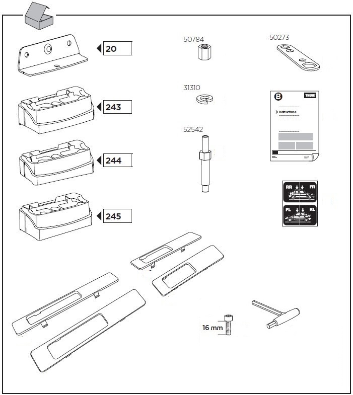 TH1500052542 THULE スペアパーツ 取付キット3177用ボルト 送料無料 