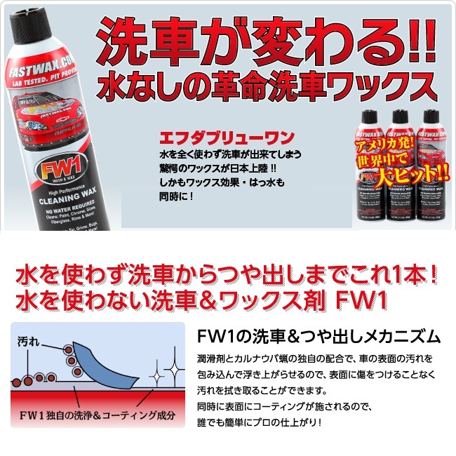 FW1 エフダブリューワン 水無し洗車ワックス 6本 送料無料 :FW1WAX-6