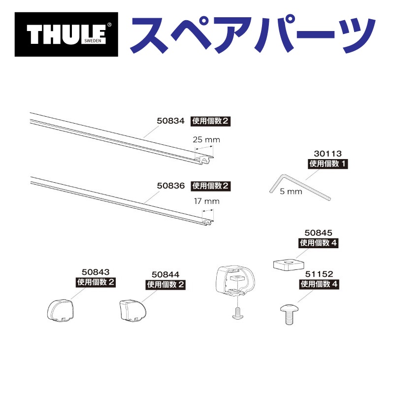 TH1500050834 THULE スペアパーツ ラバー 25mm(上側