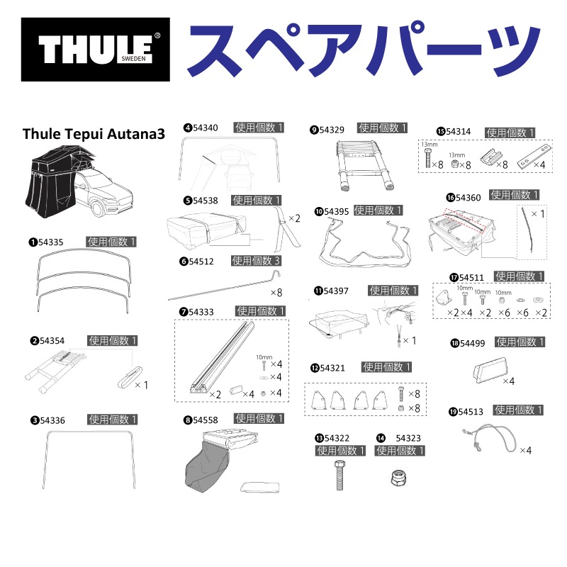 TH1500054499 THULE スペアパーツ マウントトラック エンドキャップ 4コ入り (ルーフトップテント Thule Tepui Autana3) 送料無料｜hakuraishop