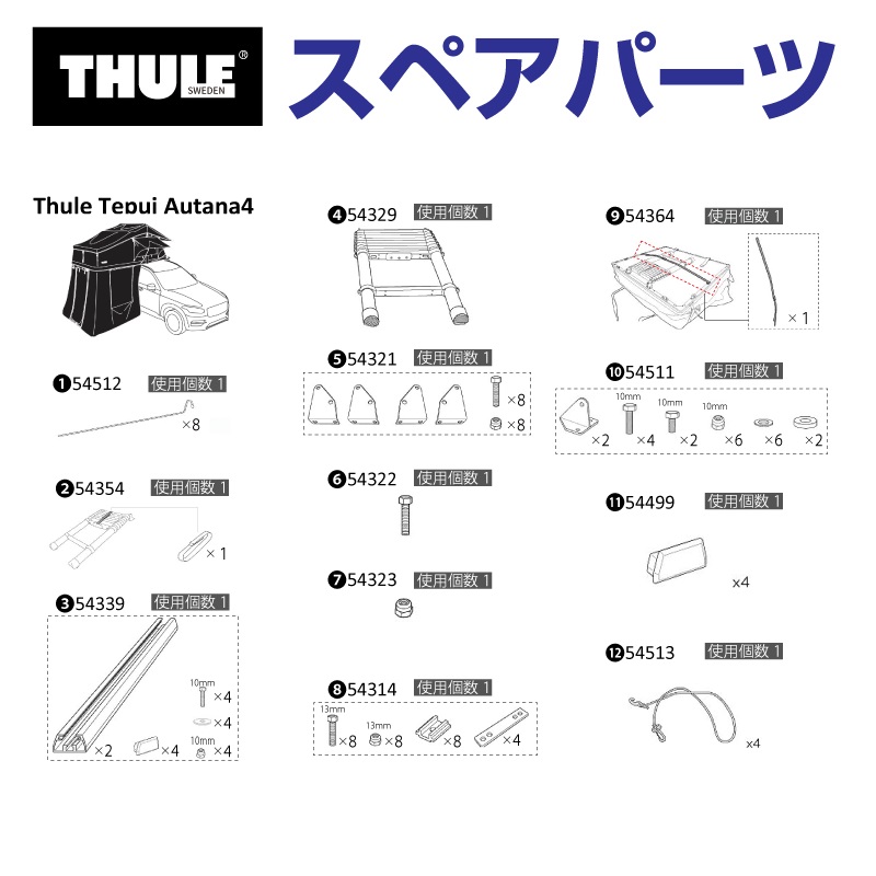 TH1500054499 THULE スペアパーツ マウントトラック エンドキャップ 4コ入り (ルーフトップテント Thule Tepui Autana4) 送料無料｜hakuraishop