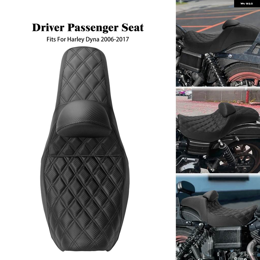 並行輸入品 オートバイ ツーアップシート運転席助手席 クッション シート ハーレー ダビッドソン ダイナ ローライダー ストリートボブ 06-17 フロント_1