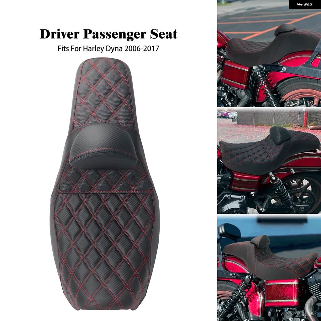 並行輸入品 オートバイ ツーアップシート運転席助手席 クッション シート ハーレー ダビッドソン ダイナ ローライダー ストリートボブ 06-17 フロント_2