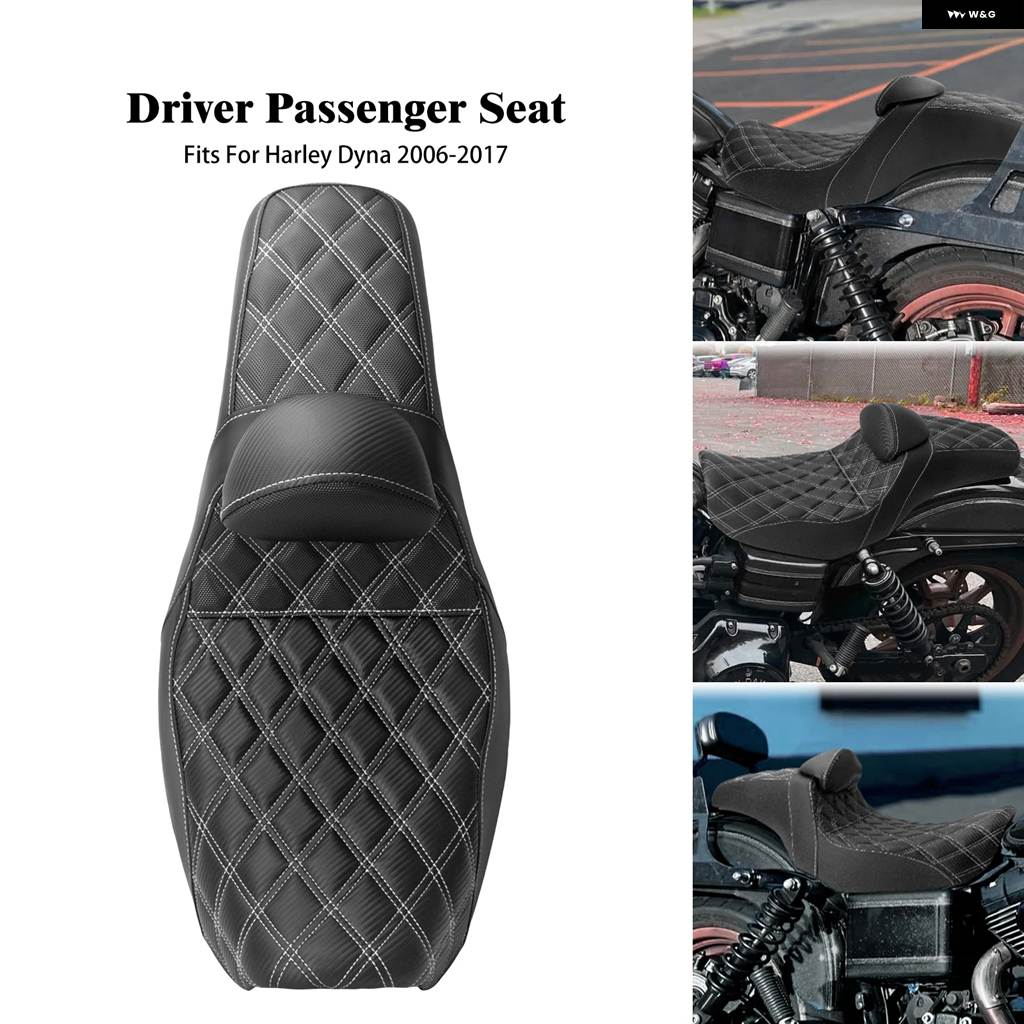 並行輸入品 オートバイ ツーアップシート運転席助手席 クッション シート ハーレー ダビッドソン ダイナ ローライダー ストリートボブ 06-17 フロント_3