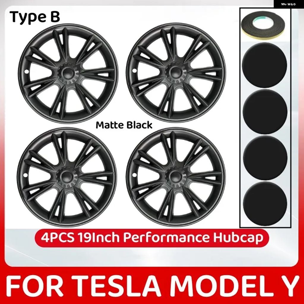 19 インチ テスラ ホイールカバー 4PCS カーパフォーマンス交換用