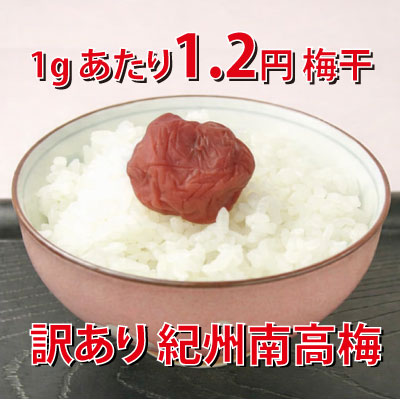 訳あり 1g当たり1.2円の梅干し1000g（500g×2） 5個(合計5000g)ご