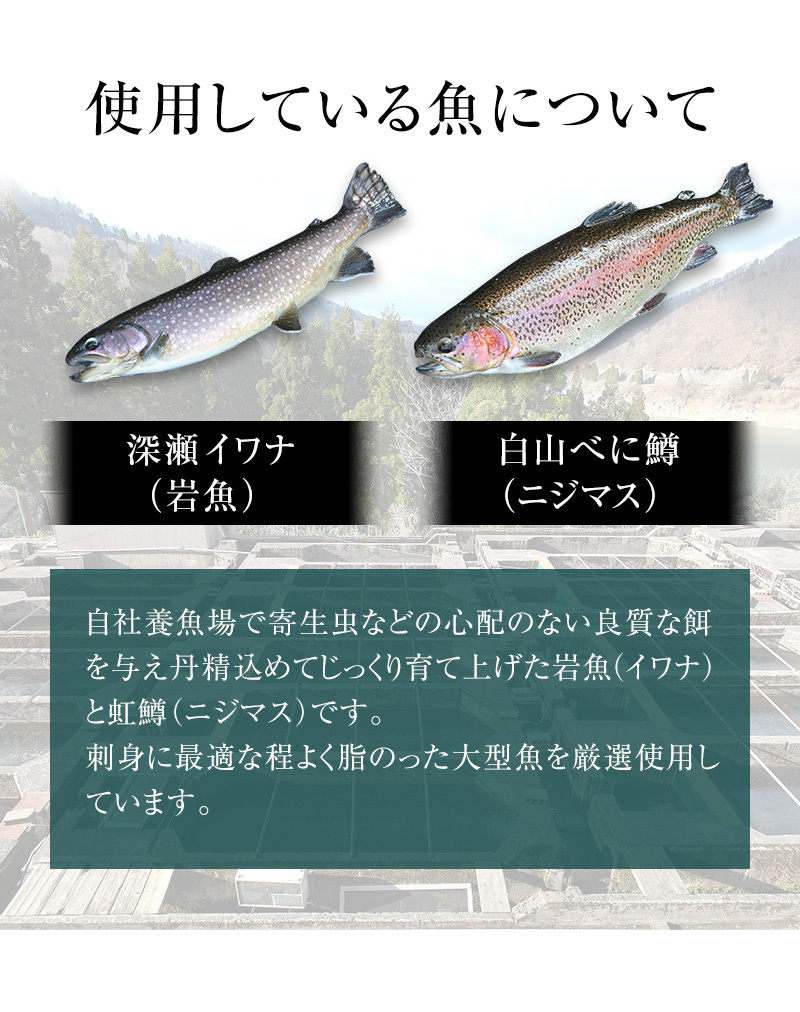 イワナ ニジマス 刺身セット各3人前 だし醤油付き 刺身 いわな にじます 川魚 養殖 冷凍 のし 熨斗 対応可 贈り物 父の日ギフト お取り寄せ Hd007 白山堂yahoo 店 通販 Yahoo ショッピング