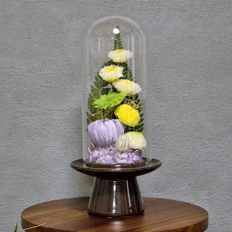 仏花 プリザーブドフラワー ガラスドーム型 仏壇用 お供え用の花