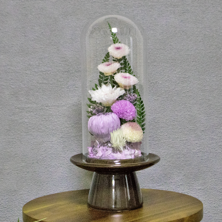 仏花 プリザーブドフラワー ガラスドーム型 仏壇用 お供え用の花