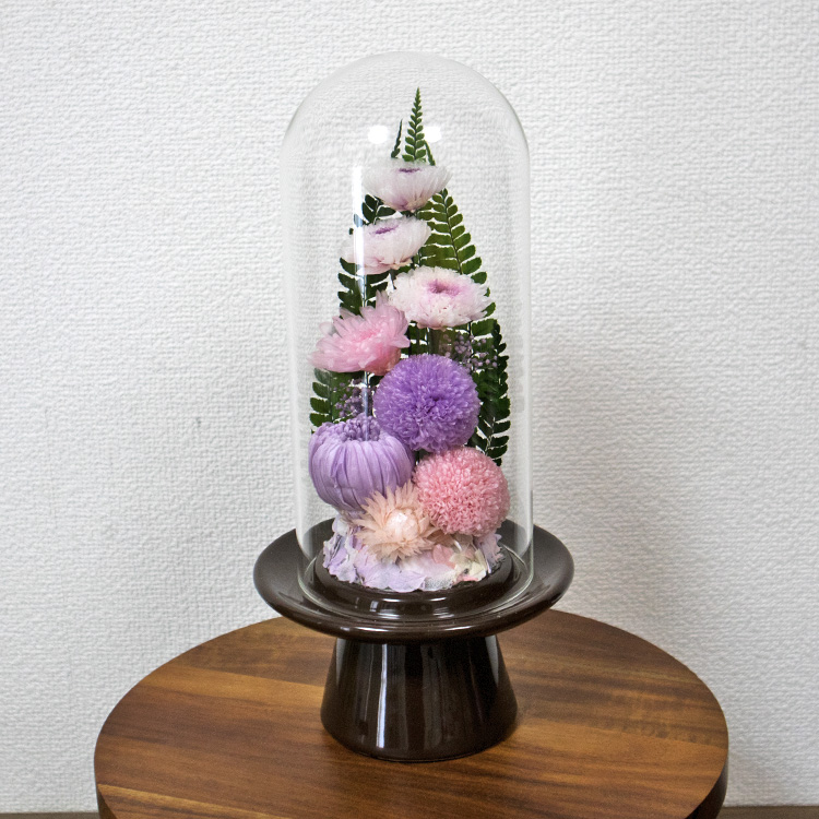 プリザーブドフラワー 仏花 仏壇用 ガラスドーム 大型 bd992 TENMOKU