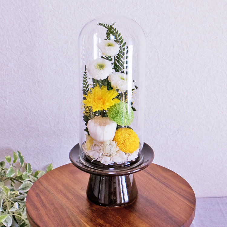 特選仏花　ガラスドーム 大　一対 蓮の花　 造花無し プリザーブドフラワー 特選仏花造花無しガラスドーム特大蓮の花プリザーブドフラワー 特選仏花