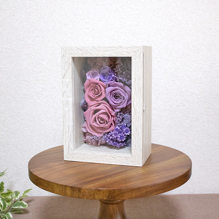 プリザーブドフラワー 額縁に入ったお花 心をこめて丁寧に作りました PINK 額縁に入ったお花 プリザーブドフラワーフレーム Ver.08 心をこめて