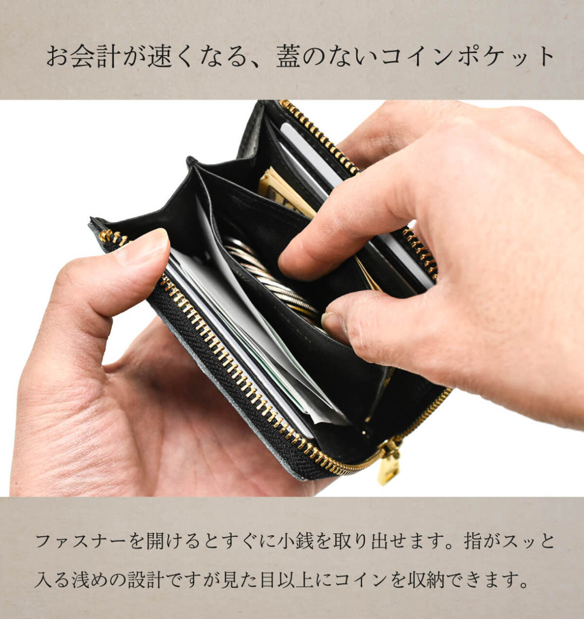 JAPAN FACTORY 二つ折り財布 メンズ レディース 本革 L字