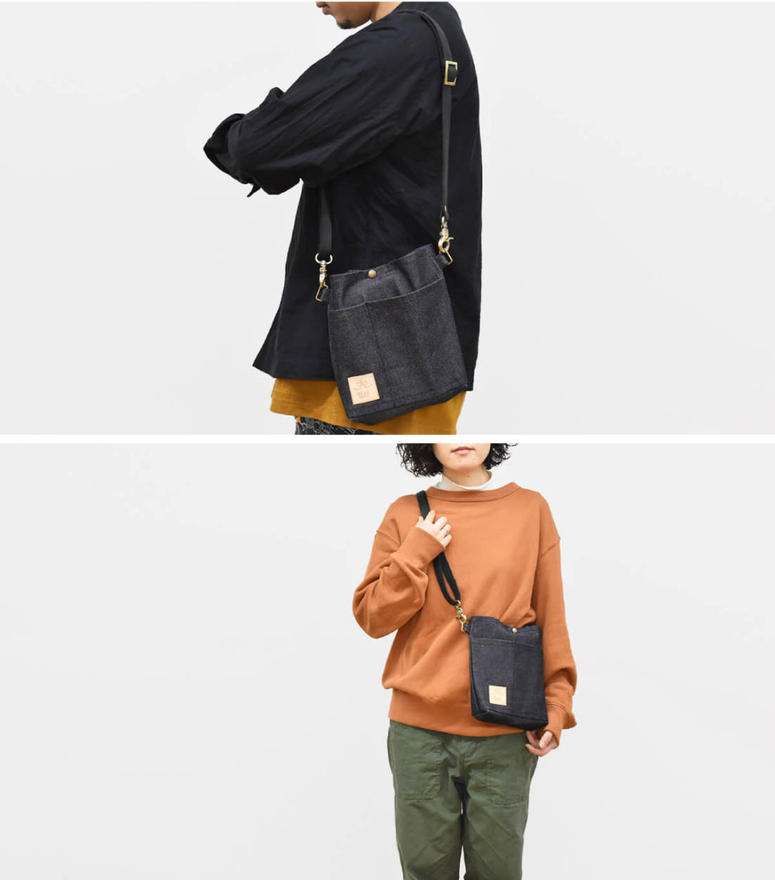 Hallelujah ショルダーバッグ 岡山デニム サコッシュ 栃木レザー
