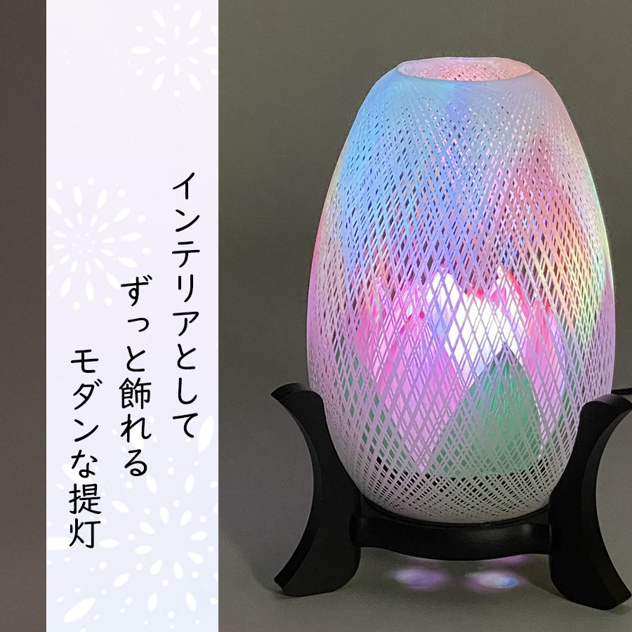 盆提灯 ちょうちん 霊前灯 糸車 蓮華 LEDレインボー 高さ24cm×巾16cm