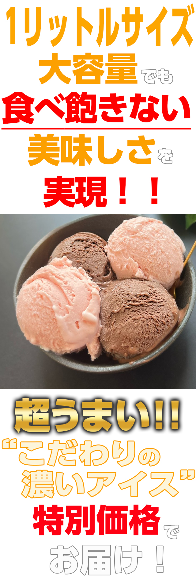 アイス アイスクリーム 濃いアイス 大容量 1リットル×2個セット ショコラ ストロベリー 食べくらべ バルク チョコレート 苺 いちご 業務用 安い 濃厚 おためし