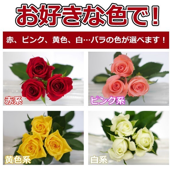 バラ 花束 20本 3980円 100本まで本数指定可 選べる4色 赤バラ ピンク