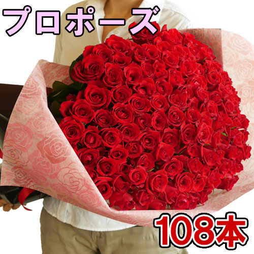 プロポーズ 108本 バラの花束 告白 結婚式 花 深紅 ばら 誕生日 サプライズ 記念日 卒業 お祝い 生花 バレンタイン ギフト 赤いバラ ロングサイズ :rose 108 2:グリーンロード