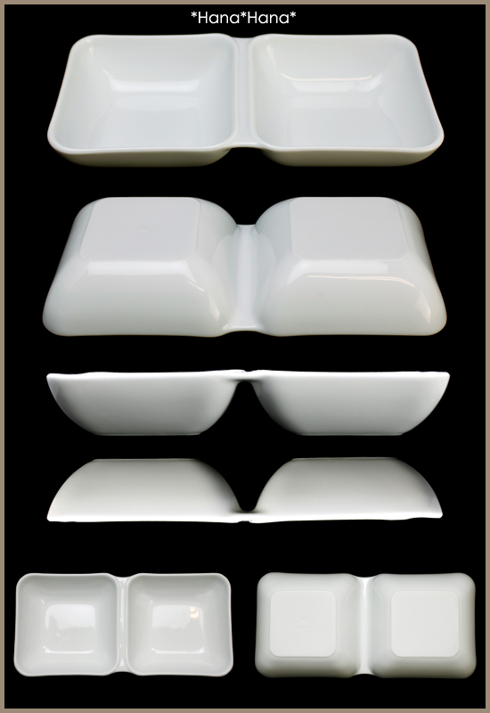 食器 美濃焼 仕切皿 2連 小鉢 長角ダブルプレート 21.5cm 1角10.2cm