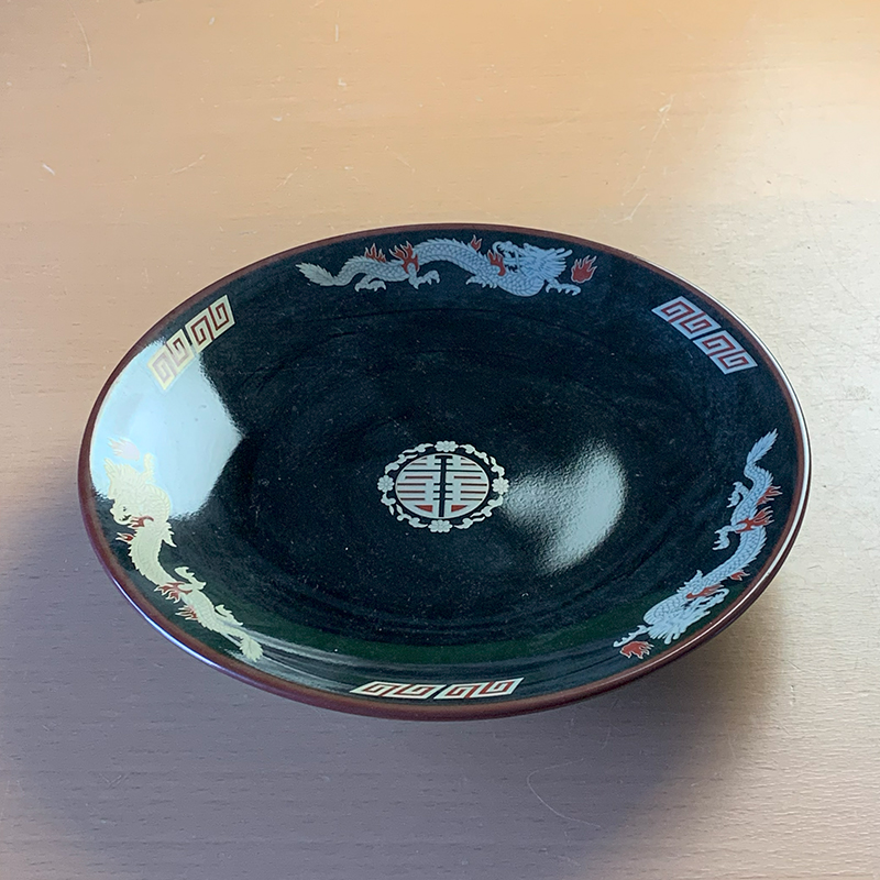 天目金彩竜 ラーメン受け皿 21.4cm 美濃焼 ブラック 黒 かわいい
