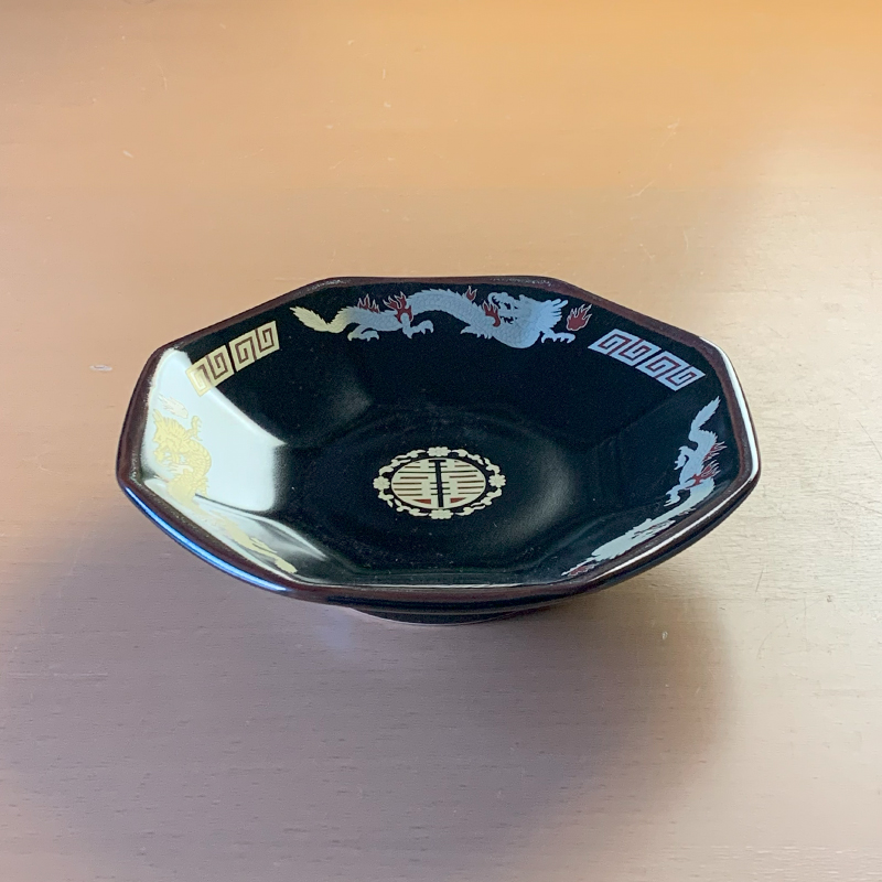 天目金彩竜 八角チャーハン皿 18.5cm 美濃焼 ブラック 八角 炒飯