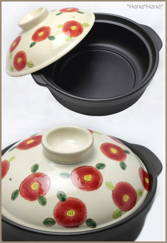 土鍋 9号 4人用 5人用 日本製 花柄 かわいい おしゃれ 椿(つばき