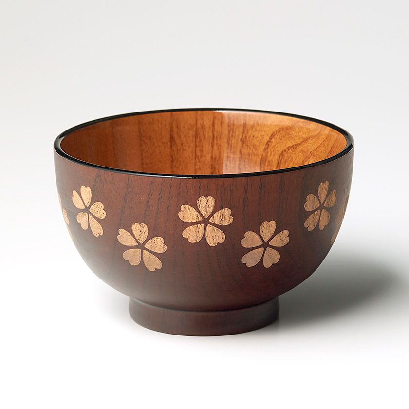 桜ちらし 汁椀 11.3cm 内艶有り木製 300ml : Primitive陶舎花花 Yahoo