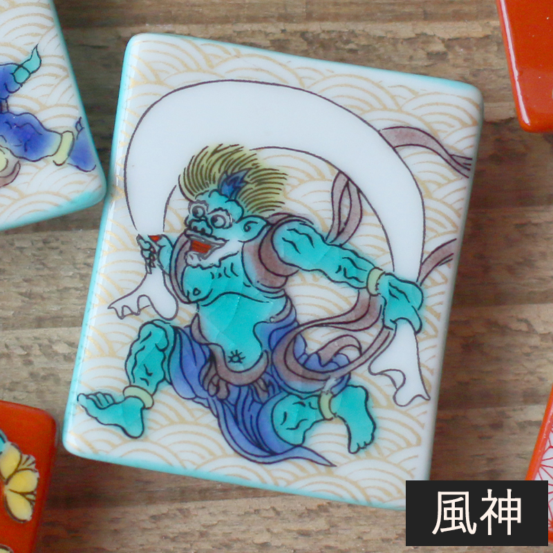 青郊 九谷焼 青郊窯 色絵箸置き はしおき 【浮世絵】 おしゃれ