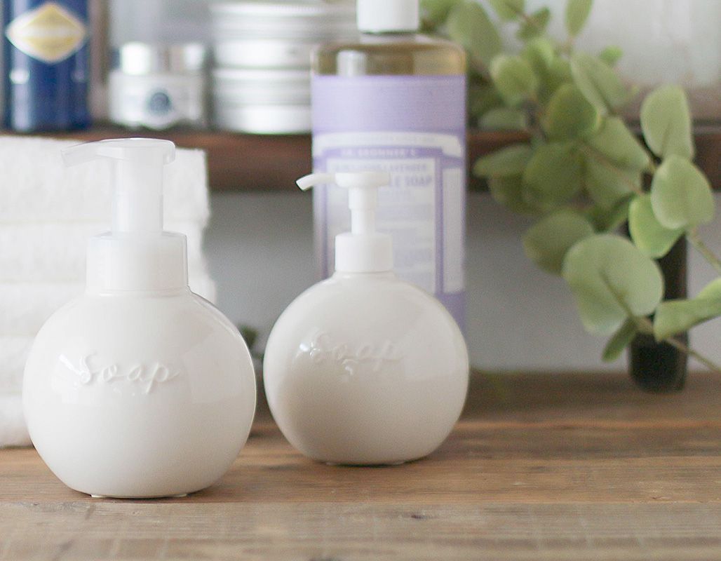 ＊未使用＊液体ソープ専用ボトル ホワイト LOLO オーブ ニューボン 丸い ソープボトル 350ml(お取り寄せ品)陶磁器