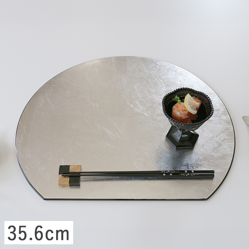 ランチョンマット 長角フラットプレイスマット シルバー洋銀箔　漆器 4枚セット ランチョンマット 長角フラットプレイスマット シルバー洋銀箔
