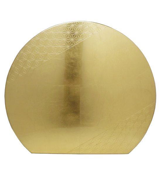 半月フラットプレイスマット S 35.6cm 麻の葉 (ゴールド地洋金箔) 漆器