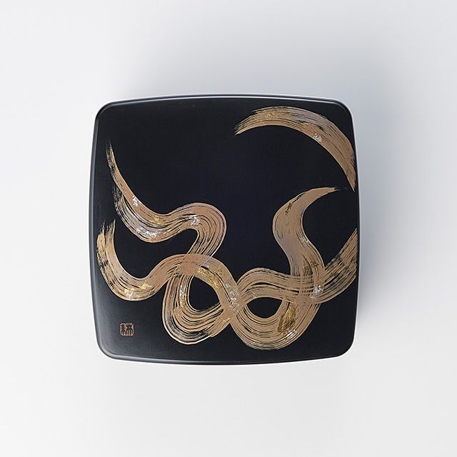 風雅 手描き 2段 オードブル箱 24.2cm 漆器 山中塗 // 和食器 お重