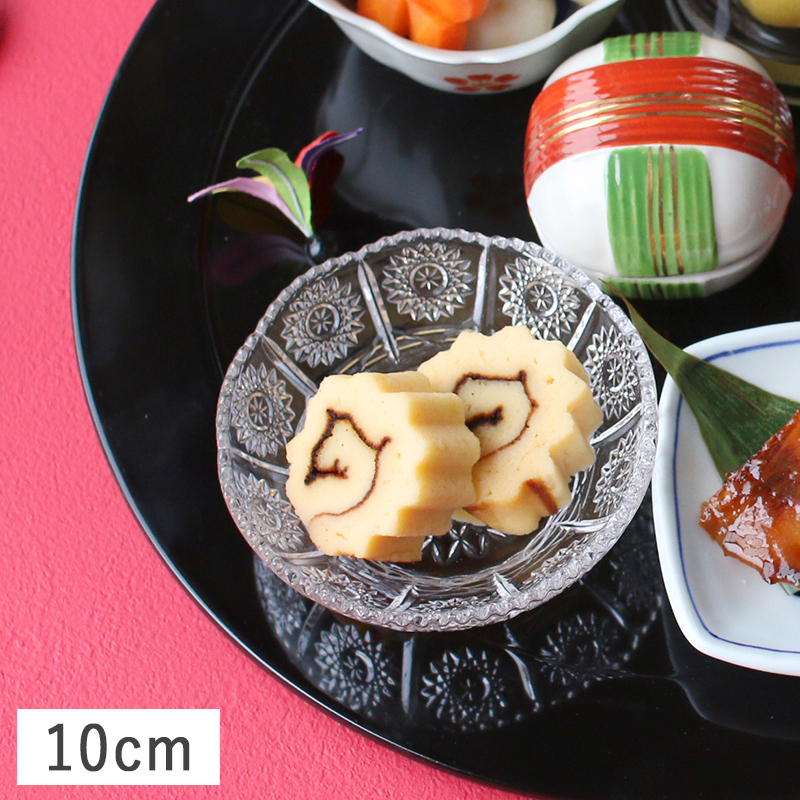 イマン　花柄１０角形小皿セット 食器 ガラス食器 小皿 豆皿 深小皿 たれ皿 しょうゆ皿 10cm 花柄