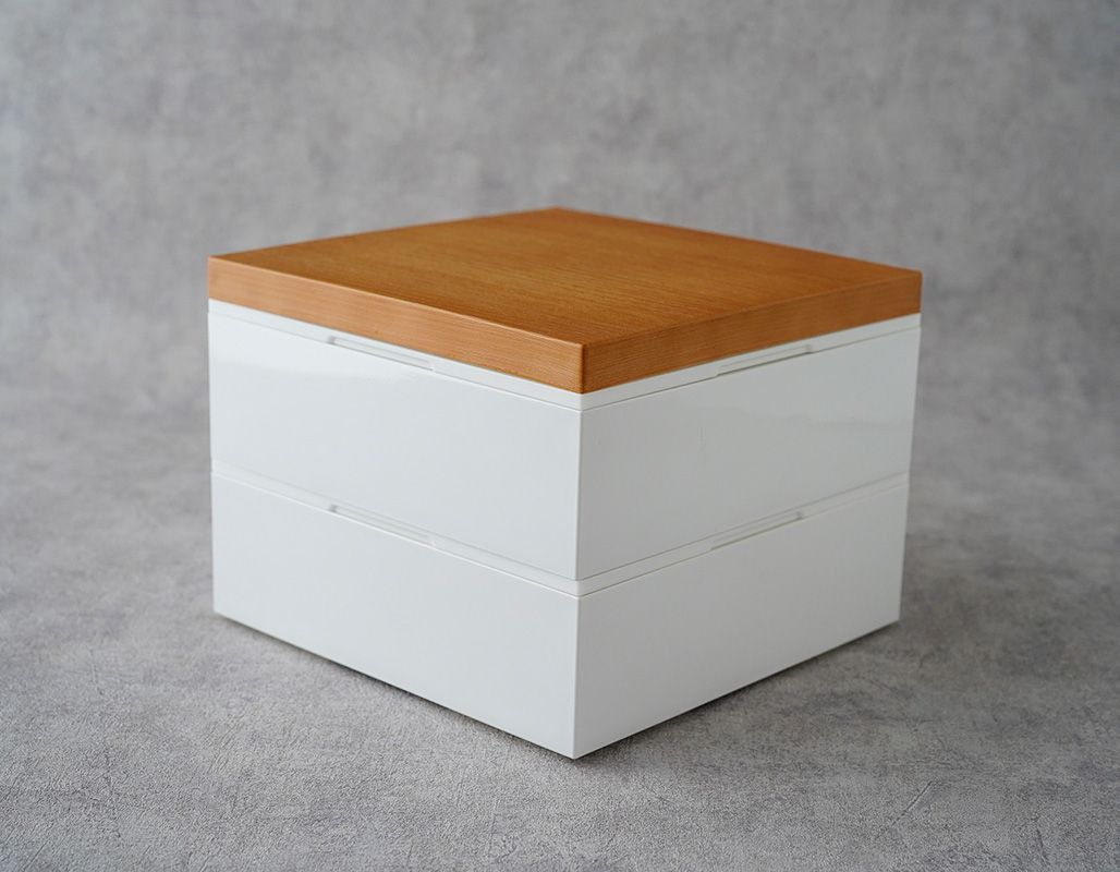 NH home 木目調 重箱 2段 18cm 蓋ライトブラウン (お取り寄せ品