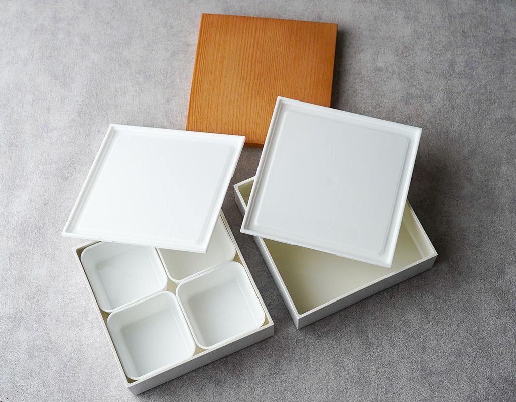 まとめ売り　業務用　重箱 弁当箱 2種6セット 木目調 NH home 木目調 重箱 2段 18cm 蓋ライトブラウン (お取り寄せ品
