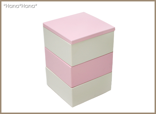 バイカラー プチ3段重箱 小 7cm ブロッサムピンク・オフホワイト