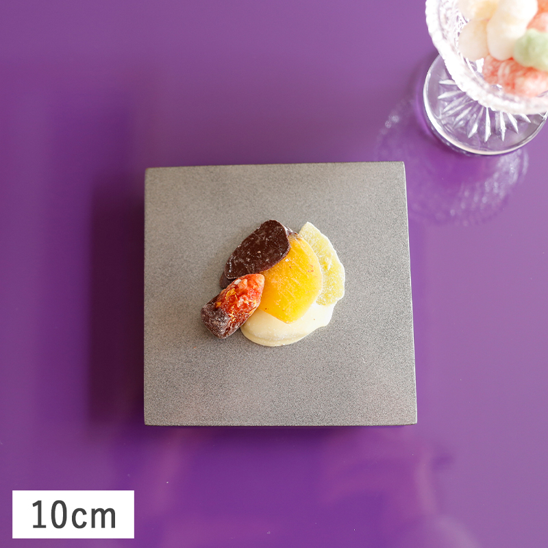 正角厚口トレー 10cm シルバー 漆器 小皿 角皿 菓子皿 おもてなし