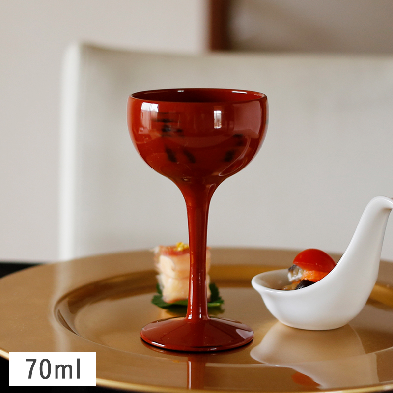 在庫限り／ 食前酒杯 M 70ml 根来(朱黒) 漆器 酒器 ワインカップ 珍味