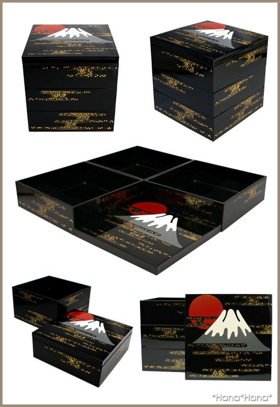 漆器 重箱 揃え 鶴　松　富士山 宮内庁御用達 漆器 山田平安堂】長小箱 富士に松 | 漆器 山田平安堂