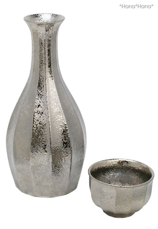 銀彩面取 徳利 200ml プラチナ シルバー 有田焼 // 和食器 食器 酒器
