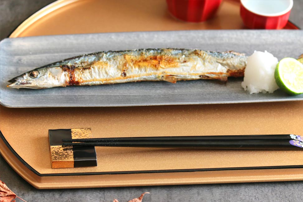 黒金市松 正角箸置き (大) 4cm ゴールド 有田焼 // 和食器 はしおき