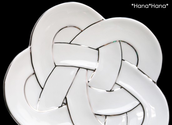 梅結び 銘々皿 (プラチナ線) 15cm 有田焼 田清窯 // 和食器 食器 皿