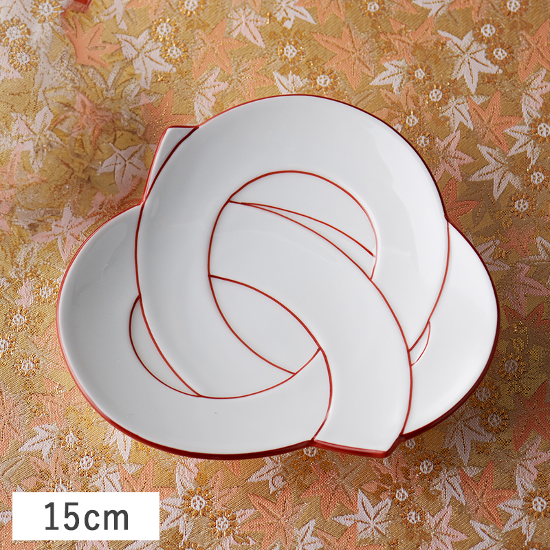 結び 銘々皿 (赤線) 15.5cm 有田焼 田清窯 // 和食器 食器 皿 小皿 取