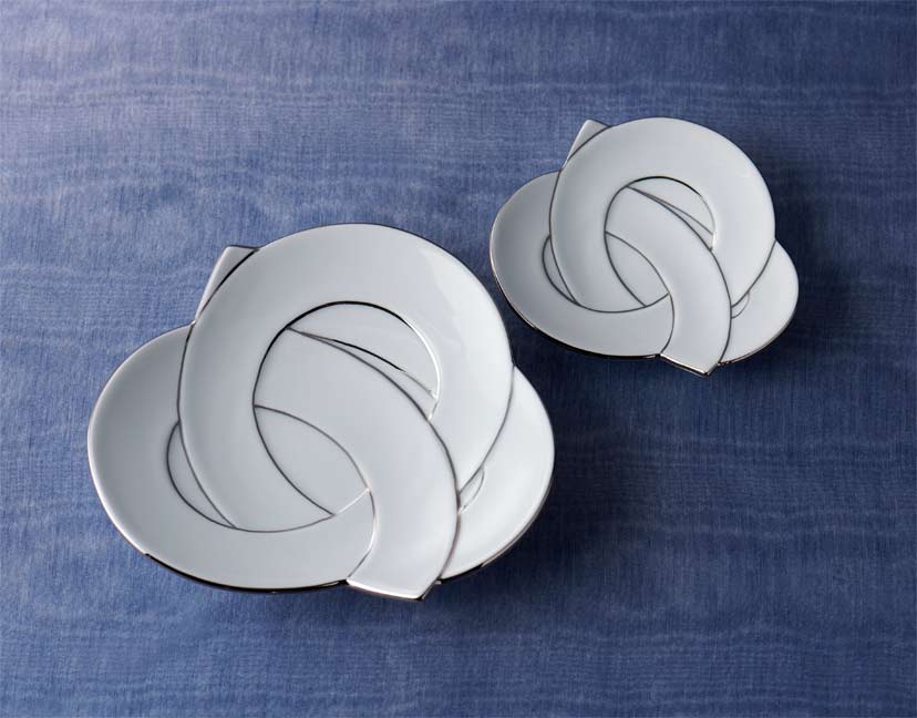 結び 小皿 (プラチナ線) 11cm 有田焼 田清窯 // 和食器 食器 取皿 菓子